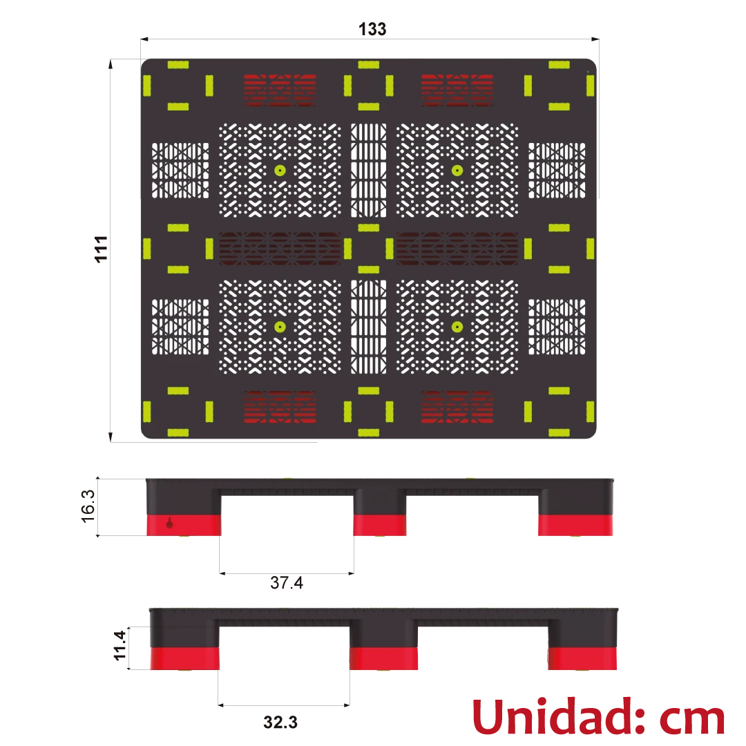 Imagen medidas Pallet perforado - MERCICO