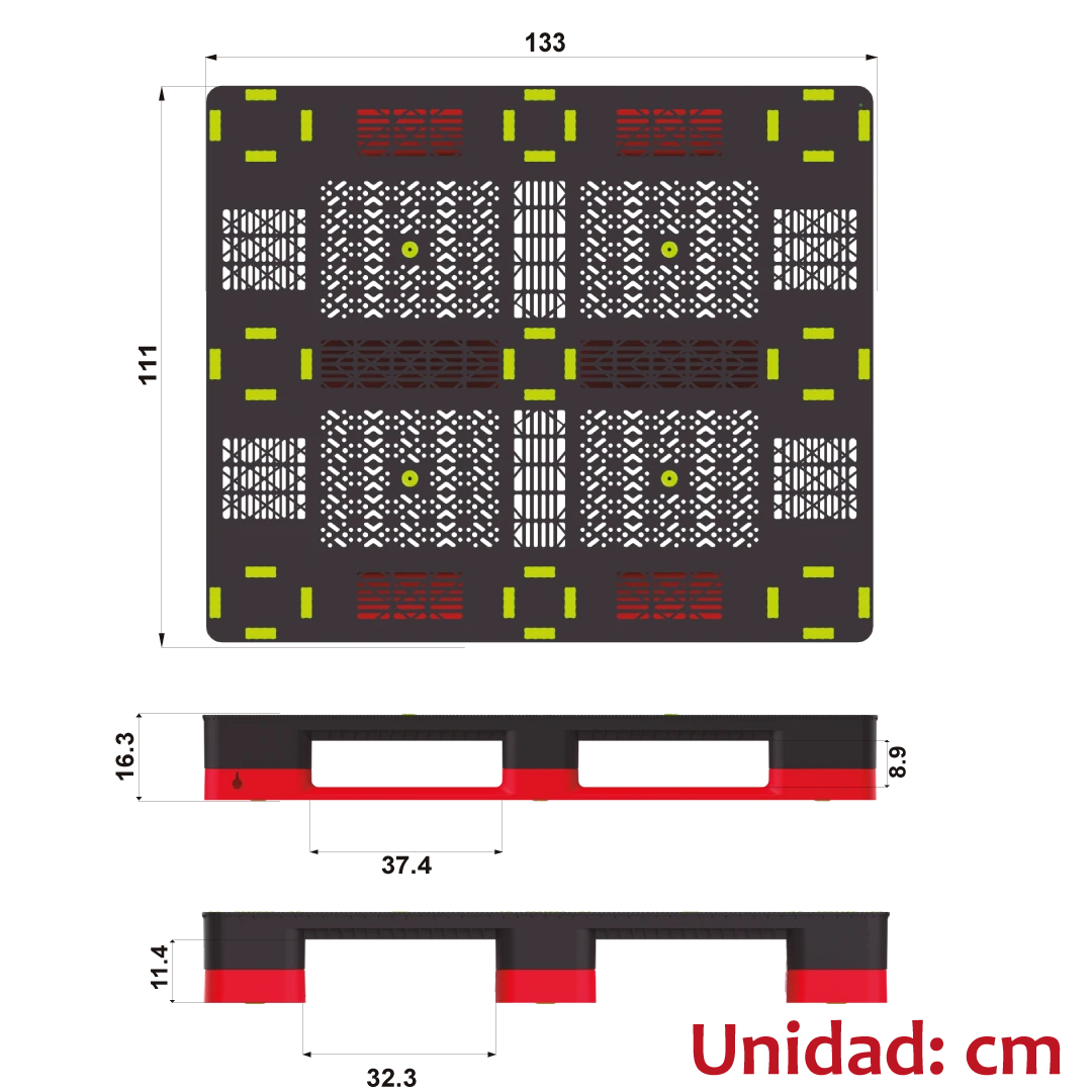 Imagen medidas Pallet perforado - MERCICO